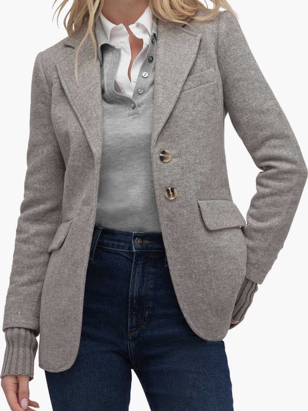 Favorite Daughter Tailored Light Grey Blazer Jacket